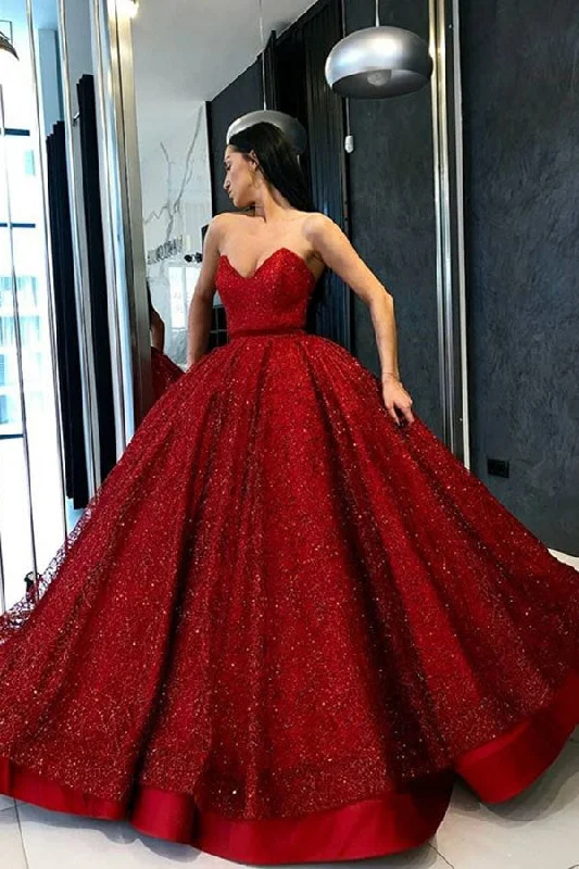 Stunning Sweetheart Ball Gown A Line Prom Dresses with Sequins Tunics Chinos classic