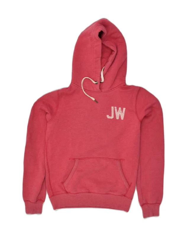 JACK WILLS Womens Graphic Hoodie Jumper UK 14 Medium Red Cotton Oversized Hoodie Comfort Casual