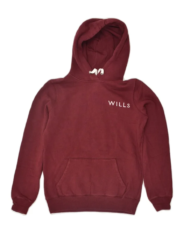 JACK WILLS Womens Graphic Hoodie Jumper UK 6 XS Burgundy Cotton Hoodie with Rolled Sleeves Casual Relaxed JACK WILLS Womens Graphic Hoodie Jumper UK 6 XS Burgundy Cotton Hoodie with Rolled Sleeves Casual Relaxed