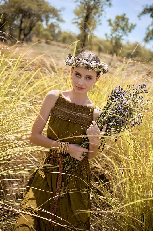 Chloe Halter Maxi Frill Dress - Moss Tunics New arrival
