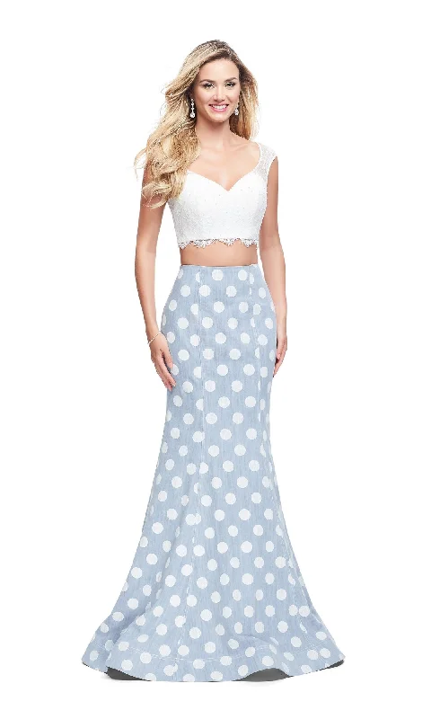 La Femme 26206 Polka Dot Prom Dress Tunics Wedding white