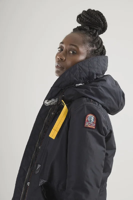 Parajumpers Tank Base Women's Black Winter Jacket Notch Collar Jacket Peter Pan Collar Jacket Cowl Neck Jacket