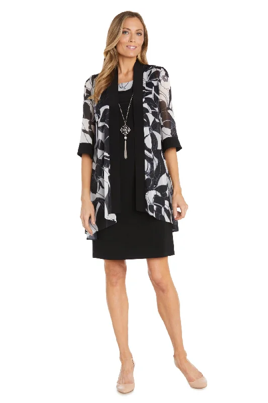 R&M Richards 1332P Short Floral Mother of the Bride Petite Jacket Dress Satin Fabric Silk Fabric Chiffon Fabric