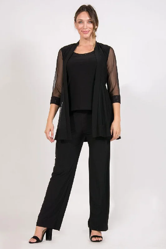 R&M Richards 8704 Formal Jacket Pant Suit Black Elasticated Jacket Padded Jacket Insulated Jacket