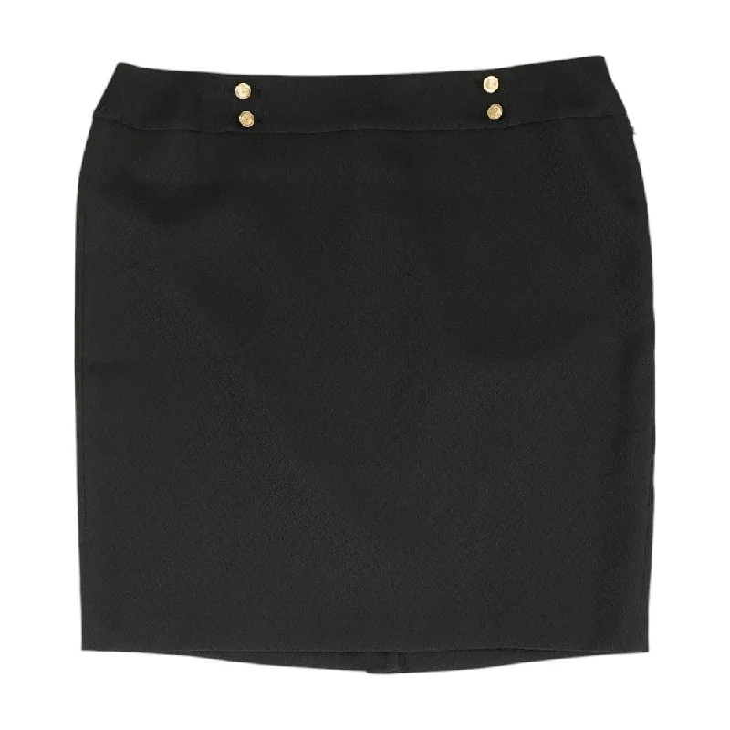 Black Solid Midi Skirt casual skirt length