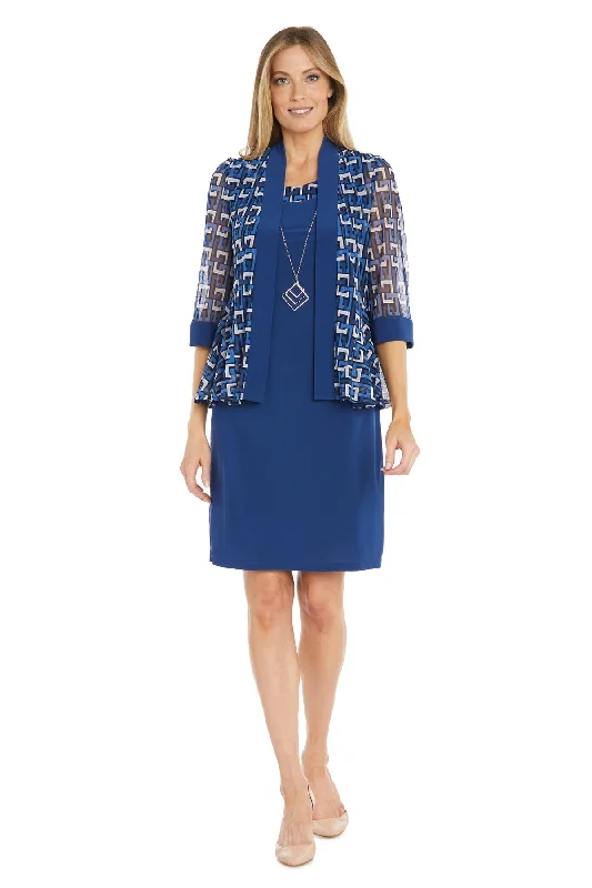 R&M Richards 1169 Mother of the Bride Short Geometric Print Jacket Dress Knit Jacket Woven Jacket Fleece Jacket