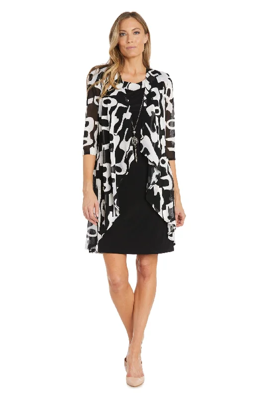 R&M Richards 1397 Mother of the Bride Short Printed Jacket Dress Zip Front Button Front Snap Front