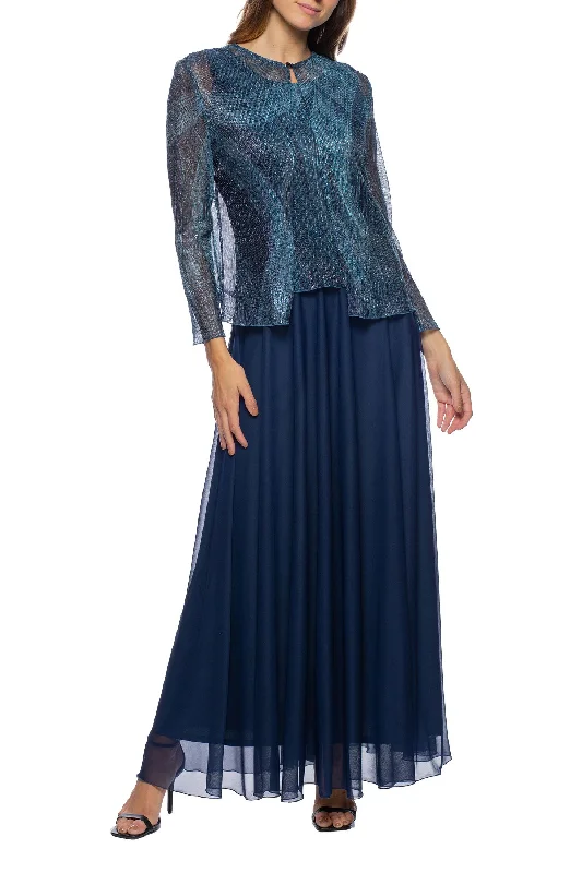Marina Long Metallic Top Chiffon Jacket Dress Fitted Jacket Loose Jacket Oversized Jacket