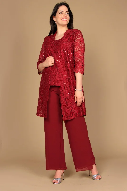 Mother of the Bride Long Jacket Pant Suit A-Line Jacket Boat Neck Shawl Collar