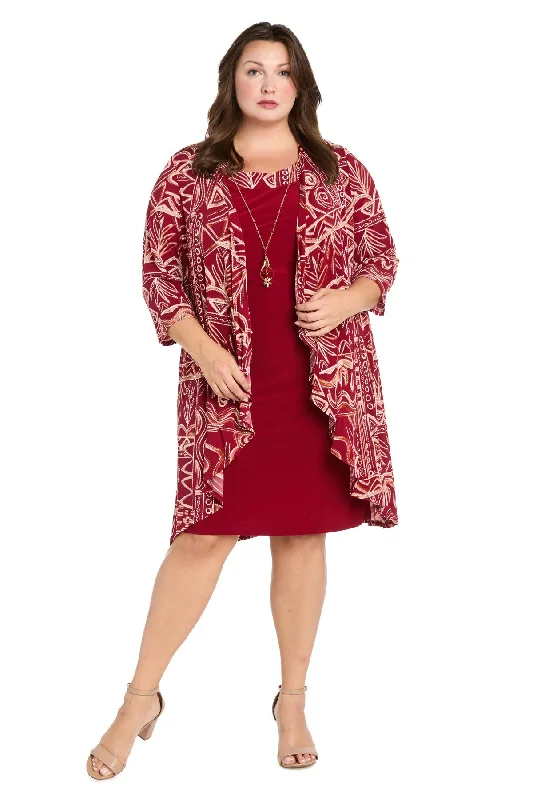 R&M Richards 3187W Short Printed Plus Size Jacket Dress Chenille Jacket Brocade Jacket Lace Jacket