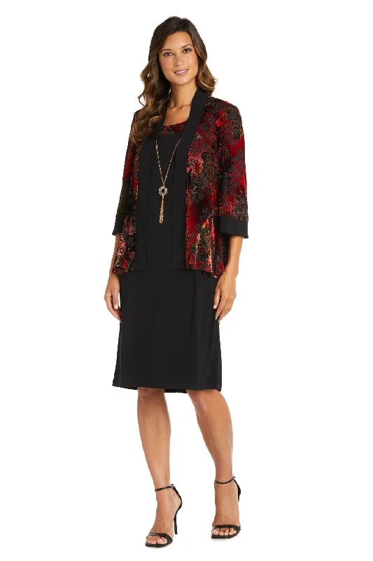 R&M Richards 7679P Short Piece Petite Jacket Dress Zippered Front Buttoned Front Snap Front