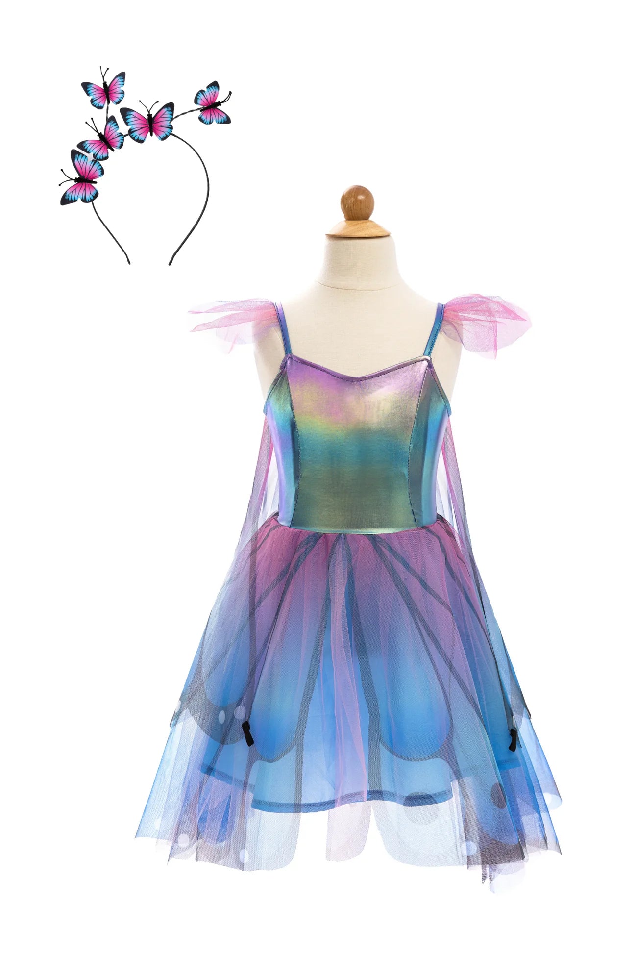 Blue Butterfly Twirl Dress With Wings