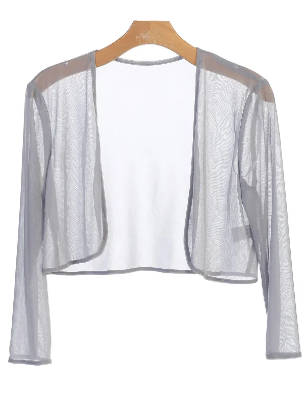 Silver 4XL Chiffon Formal Bolero Evening Jacket Sale Mesh Jacket Canvas Jacket Denim Jacket
