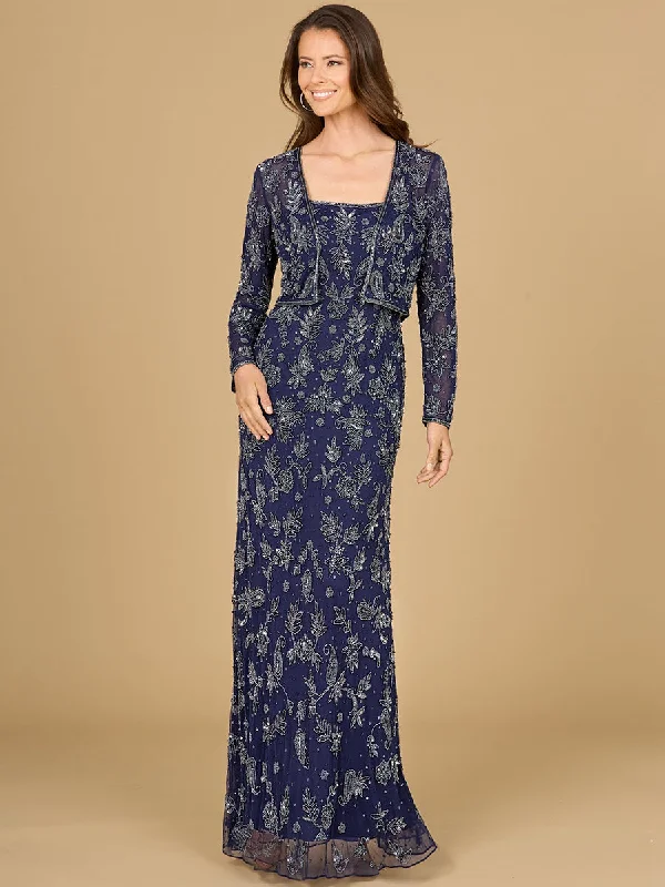 Lara Dresses 29075 Two Piece Long Formal Beaded Jacket Dress Appliqued Jacket Beaded Jacket Sequined Jacket