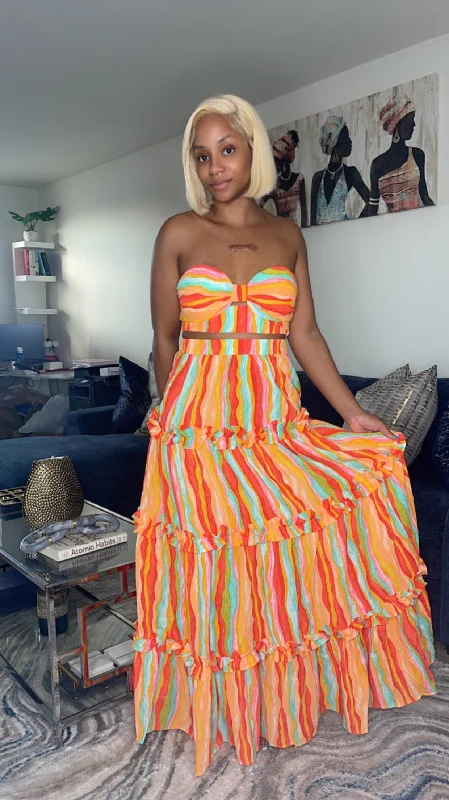 Mango Pineapple Cocktail Skirt Set silk skirt lustrous