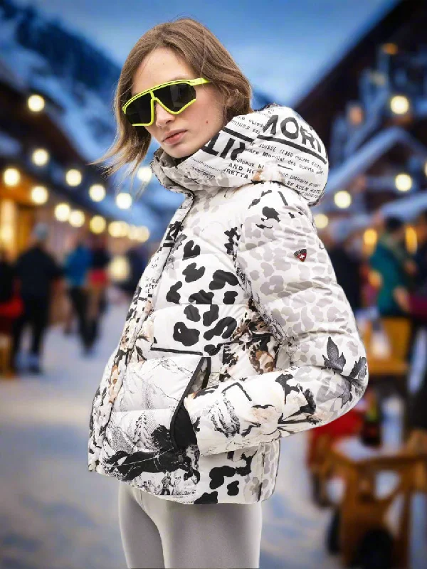 Post Card Women's Courchevel Print Winter Jacket ON SALE Print Jacket Jacquard Jacket Patchwork Jacket