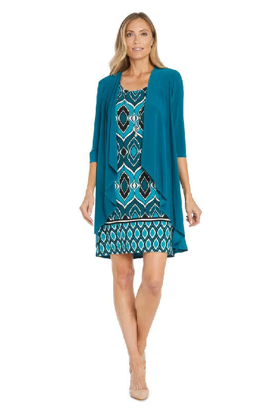 R&M Richards 1237 Short Mother of the Bride Jacket Printed Dress Boat Neck Shawl Collar Notched Collar R&M Richards 1237 Short Mother of the Bride Jacket Printed Dress Boat Neck Shawl Collar Notched Collar