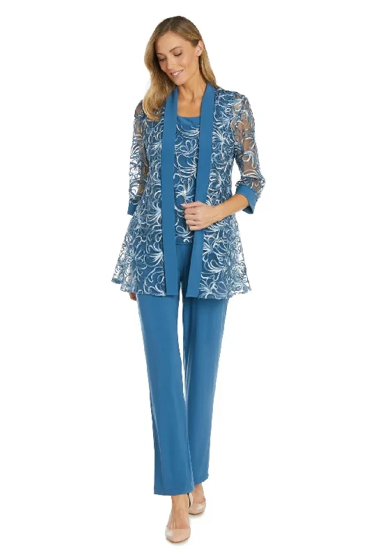 R&M Richards1202P Long Formal Petite Jacket Pant Suit Welt Pockets Slit Pockets Flap Pockets