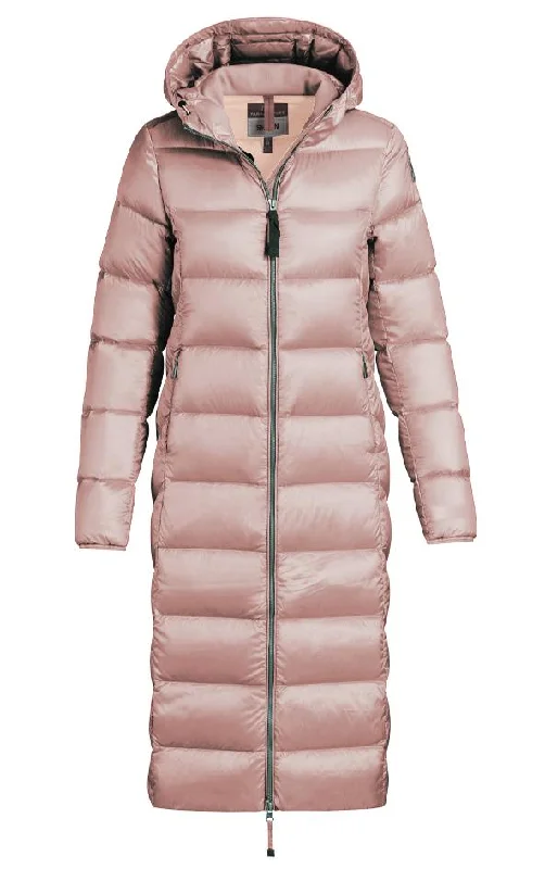 Parajumpers Leah Womens Long Jacket Powder Pink FW22up Corduroy Jacket Velvet Jacket Brocade Jacket