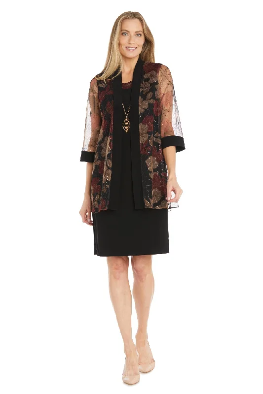 R&M Richards 3312 Short Glitter Mother of the Bride Jacket Dress Satin Fabric Silk Fabric Chiffon Fabric