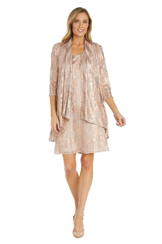 R&M Richards 1180 Short Mother of the Bride Jacket Dress Notch Collar Peter Pan Collar Cowl Neck