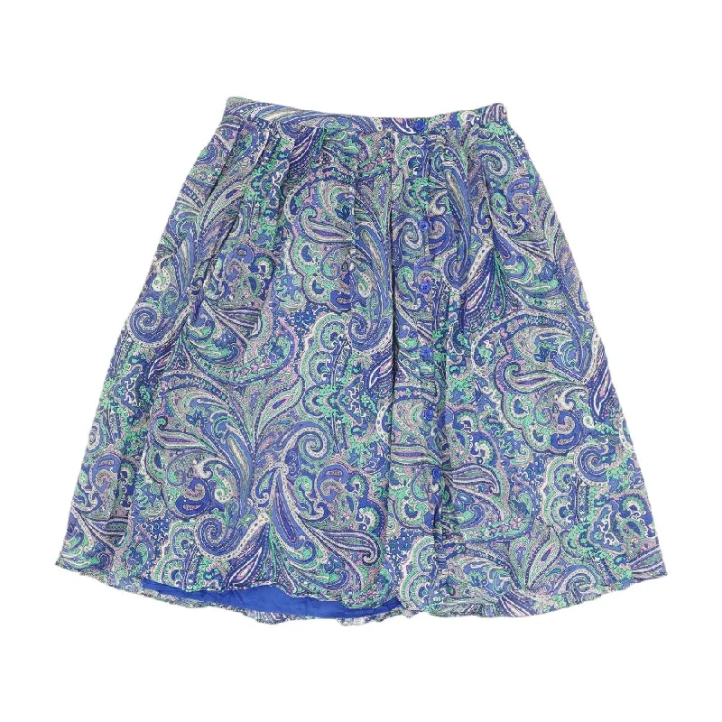 Navy Paisley Midi Skirt linen skirt breathable