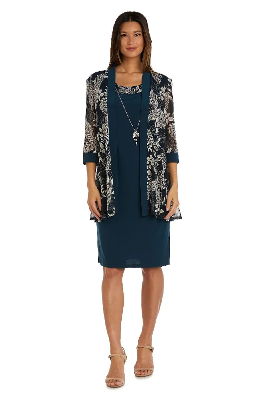 R&M Richards 9606P Two Piece Short Metallic Petite Jacket Dress Tiered Jacket Buttoned Jacket Zippered Jacket