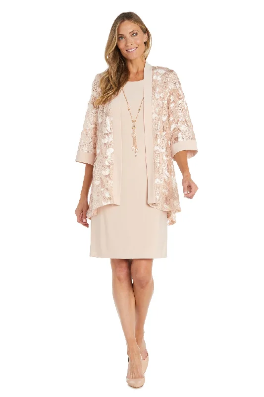 R&M Richards 1827 Short Sequin Jacket Mother of the Bride Dress Front Pockets Side Pockets Patch Pockets