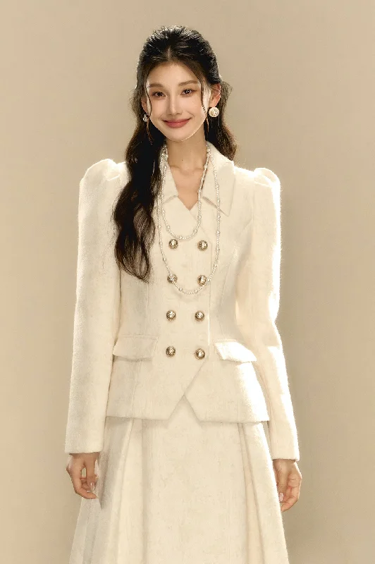 French Texture Puff Sleeve Waist Slimming Double-breasted Short Jacket OSH0096 Stand-Up Collar Roll-Neck Collar Turtle Neck French Texture Puff Sleeve Waist Slimming Double-breasted Short Jacket OSH0096 Stand-Up Collar Roll-Neck Collar Turtle Neck