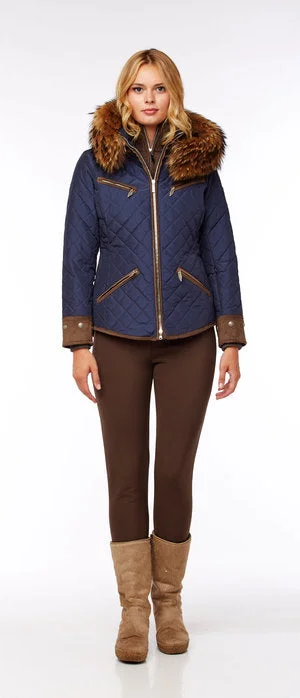 M. Miller Women's Kristene Quilted Jacket With Natural Finn Racoon Microtech Lace Jacket Ribbed Jacket Sequined Jacket