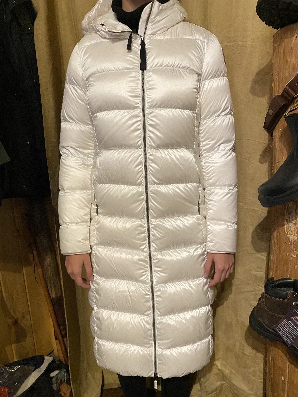 Parajumpers Leah Womens Long Jacket in white FW22up Lace Jacket Ribbed Jacket Sequined Jacket