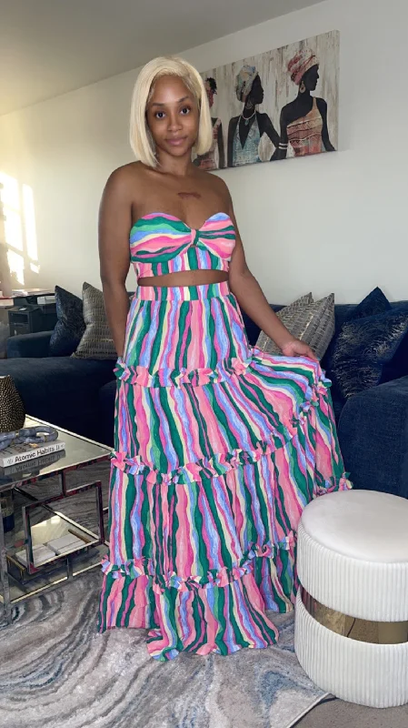 Watermelon Cocktail Skirt Set chiffon skirt airy