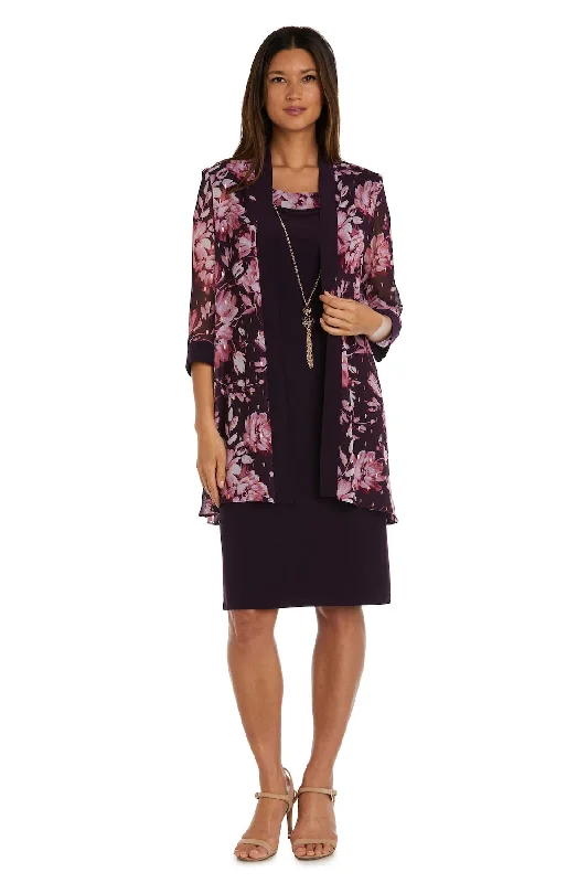 R&M Richards 9646P Short Two Piece Floral Print Jacket Petite Dress Striped Jacket Polka Dot Jacket Floral Jacket