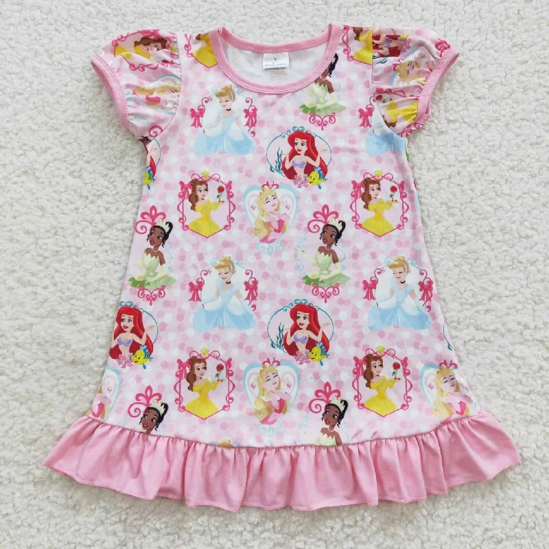 GSD0426 Disney Princess Pink Lace Balloon Sleeve Dress