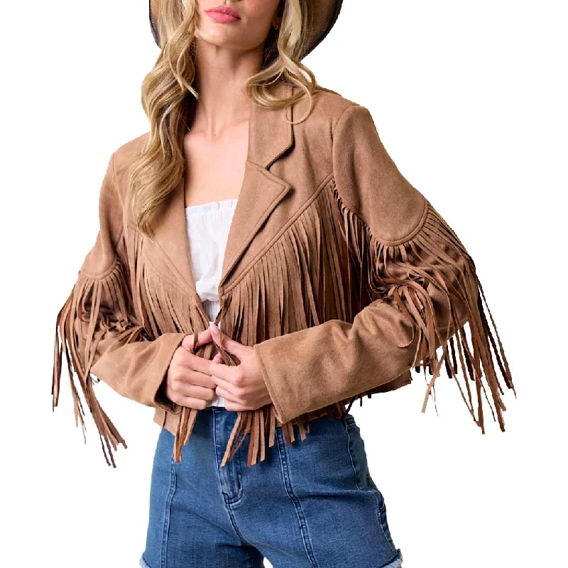 Saints & Hearts Women's Fringe Suede Cropped Jacket Fleece Jacket Down Jacket Feather Jacket Saints & Hearts Women's Fringe Suede Cropped Jacket Fleece Jacket Down Jacket Feather Jacket