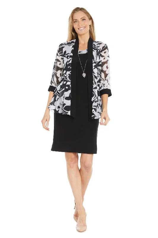 R&M Richards 1984 Short Formal Mother of the Bride Printed Jacket Dress Fleece Jacket Down Jacket Feather Jacket