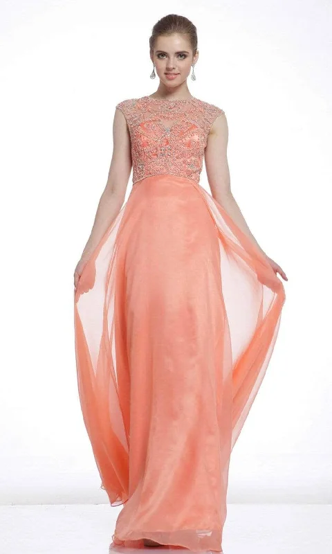Ladivine 8749 - Adorned A-Line Evening Dress