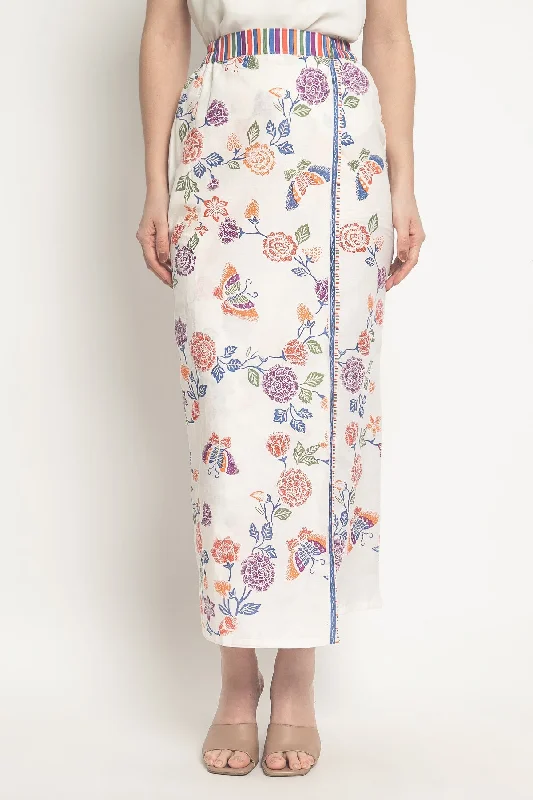 Saroong Skirt in Taman Bunga Pearl ribbed skirt waist