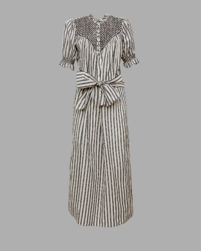 LORETTA CAPONI ELENA DRESS IN SOFA STRIPES