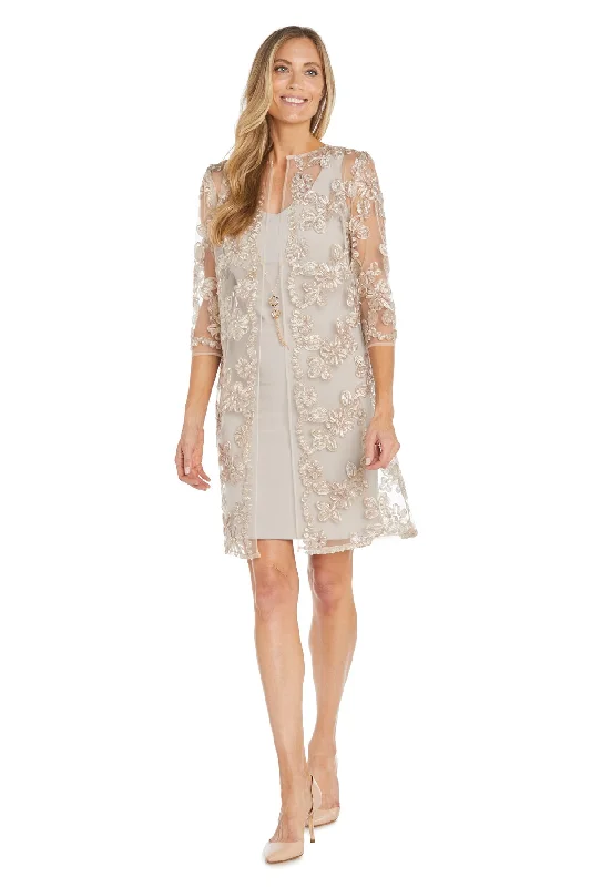 R&M Richards 1876P Mother of the Bride Short Petite Jacket Dress Ribbed Jacket Pleated Jacket Ruffled Jacket