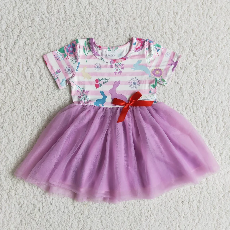 Easter dress purple bunny pattern