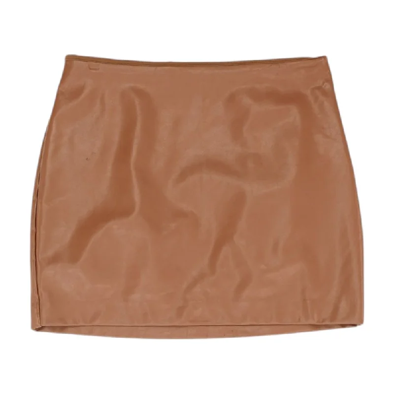Brown Solid Mini Skirt leather skirt modern