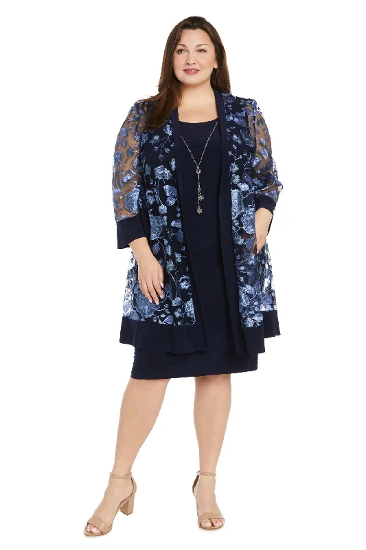 R&M Richards 1852W Short Floral Print Jacket Plus Size Dress Tiered Jacket Buttoned Jacket Zippered Jacket