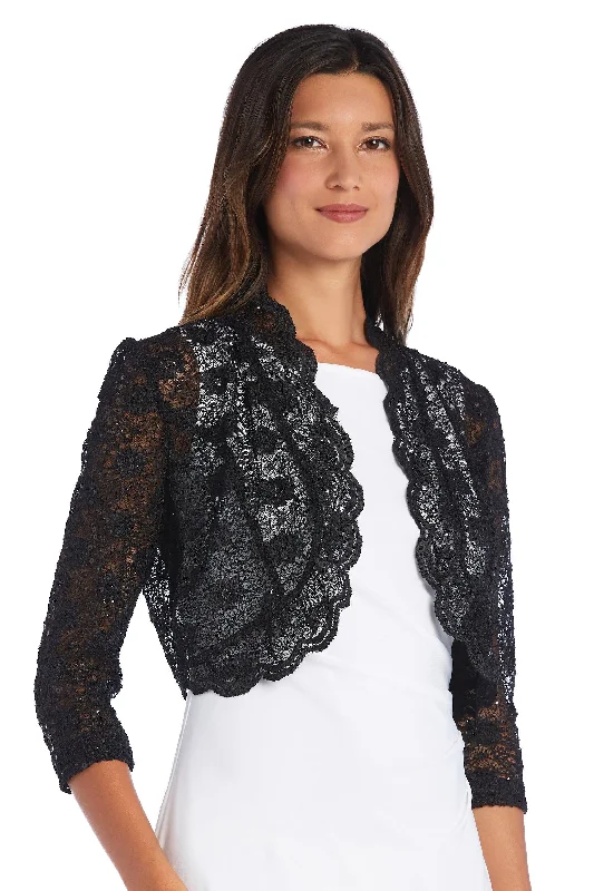 R&M Richards 3158M 3/4 Sleeve Lace Bolero Jacket Front Pockets Side Pockets Patch Pockets