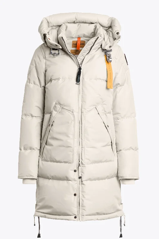 Parajumpers Long Bear Woman's Jacket in Purity Beige V-Neck Jacket Boat Neck Jacket Square Neck Jacket