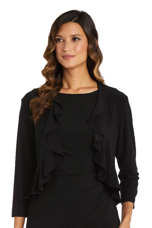 R&M Richards 42780 Formal 3/4 Sleeve Ruffle Jacket Cotton Jacket Linen Jacket Terry Jacket