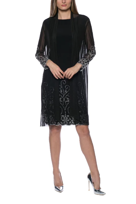 Marina Short Sleeveless Bodycon Dress With Embellished Jacket Notch Collar Jacket Peter Pan Collar Jacket Cowl Neck Jacket