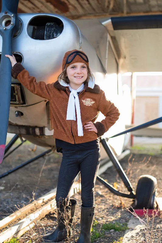 Amelia The Pioneer Pilot Jacket, Hat & Scarf Corduroy Jacket Velvet Jacket Brocade Jacket
