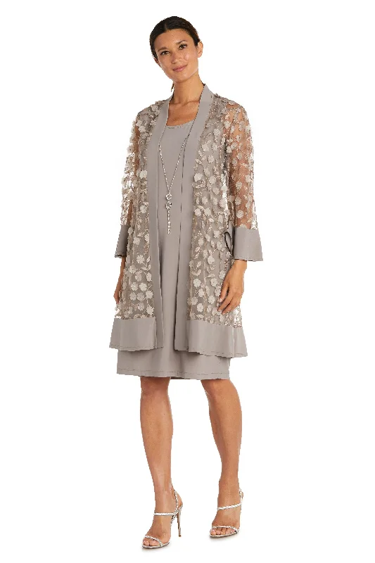 R&M Richards 2643P Short Petite Jacket Dress Ribbed Jacket Pleated Jacket Ruffled Jacket