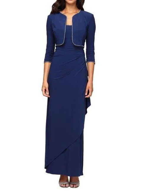 Alex Evenings AE235173 Long Formal Dress with Bolero Jacket Mesh Jacket Canvas Jacket Denim Jacket